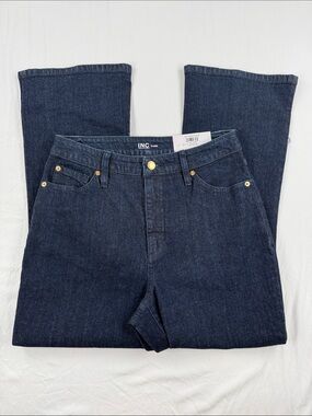 INC International Concepts Dark Blue High Rise Cropped Flare Jeans